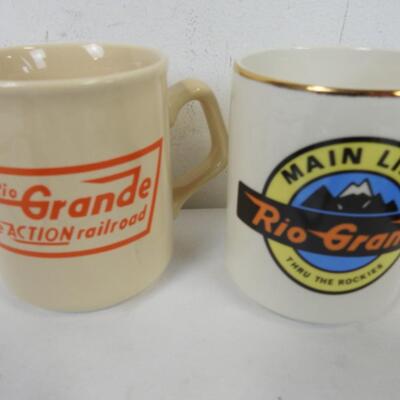 14 pc Rio Grande Railroad Memorabilia, Mugs, Paper, Photos, Metallized Paper