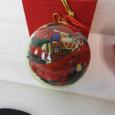 3 Glass Ornaments, Disney, Mickey Mouse, Seasons Greetings Bear Ornament