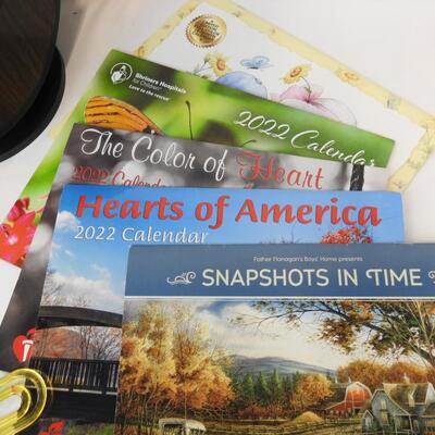 13 pc Office Lot, Rolodex, 2022 Calendars, Pens, Index Dividers