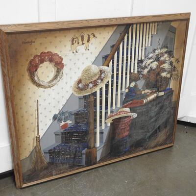 Large Framed Canvas Art Piece, Huntington, 47" x 39"