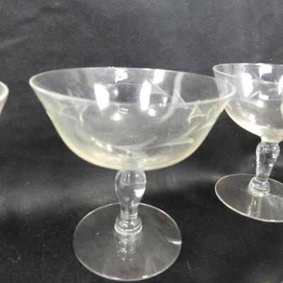 21 Clear Glasses, Grape/Leaf Design, Goblets, Short Glasses