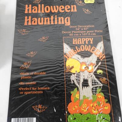 12 pc Halloween Lot: Paper Plates and Goods, Pumpkin and Birdhouse Decor