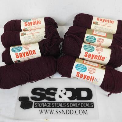 8 Skeins of Yarn, Sayelle, Dark Mullberry