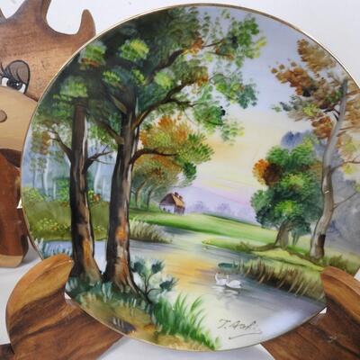 16+ Home Decor Lot: Ceramic Frog, Decorative Painted Plate, Salt City Candle