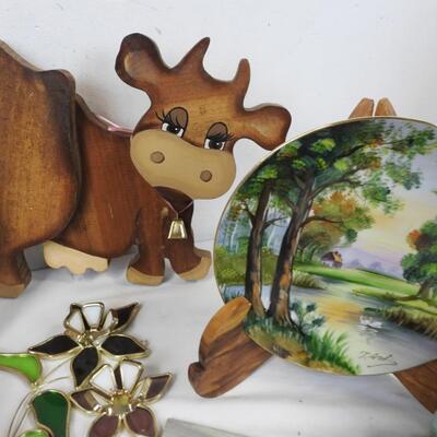 16+ Home Decor Lot: Ceramic Frog, Decorative Painted Plate, Salt City Candle
