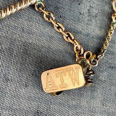 ANTIQUE VICTORIAN WATCH CHAIN W/WAX SEAL FOB MONOGRAMED