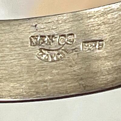 MODERNIST MEXICAN STERLING SILVER CUFF BRACELET MALACHITE STONE