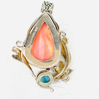 ANCIENT ECHOS STERLING SILVER PENDANT PINK & BLUE