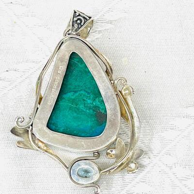 ANCIENT ECHOES STERLING SILVER PENDANT BLUE GREEN & LT.BLUE