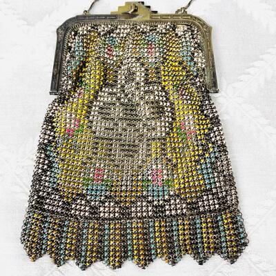 ANTIQUE ART DECO ENAMEL MESH PURSE ROARING 20s GREAT GATSBY