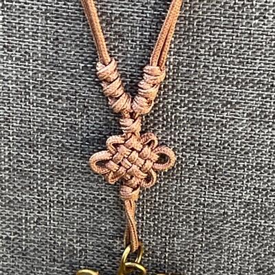 VINTAGE CHINESE DRAGON CLOISONNE PENDANT HAND KNOTTED SILK CORD