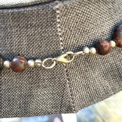 BOHO BLUE & BROWN MATRIX STONES STRUNG NECKLACE