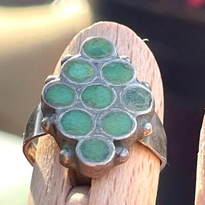 GROUP OF 4 STERLING SILVER & TURQUOISE PINKY RINGS