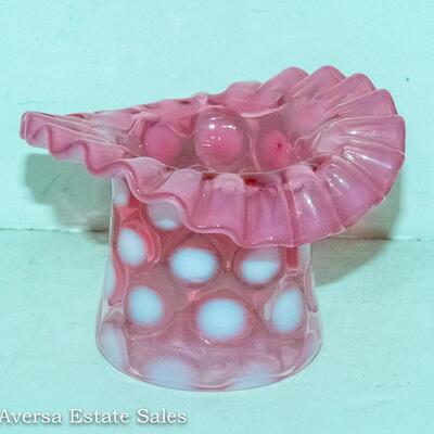 OPALESCENT PINK COIN DOT GLASS TOP HAT