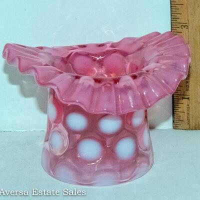 OPALESCENT PINK COIN DOT GLASS TOP HAT