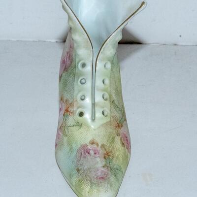 Royal Bayreuth High Top Porcelain Boot / Shoe Rose Tapestry Decoration