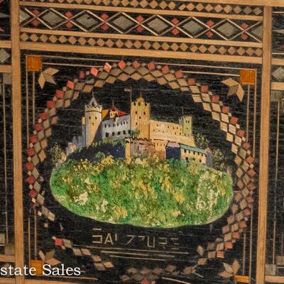 ANTIQUE INLAID BOX FEATURING SALZBURG CASTLE
