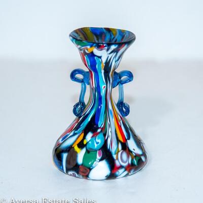 BEAUTIFUL END OF DAY (AKA SPATTER) GLASS VASE