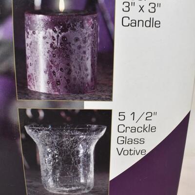2 Sets of Crackle Glass Votives 5.5