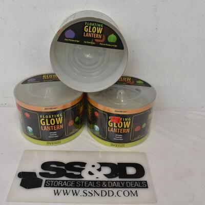 3 Floating Glow Lanterns, Battery Operated - New