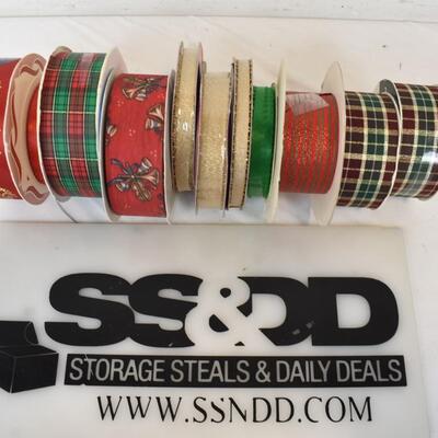 11 pc Ribbon in Gold, Green, Red, Plaid, Christmas. Sealed - New