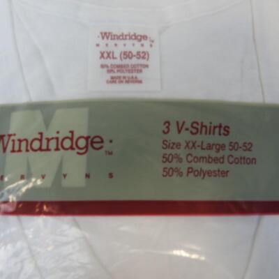 3 V-Shirts Size XX-Large 50-52m 50% Cotton, 50% Polyester Windridge Brand - New