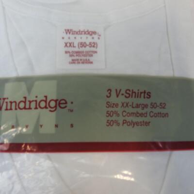 3 V-Shirts Size XX-Large 50-52m 50% Cotton, 50% Polyester Windridge Brand - New