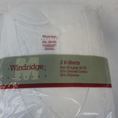 3 V-Shirts Size XX-Large 50-52m 50% Cotton, 50% Polyester Windridge Brand - New