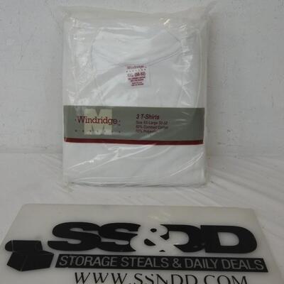 3 T-Shirts  XXL-Large 50-52, 50% Combed Cotton, 50% Polyester by Windridge - New