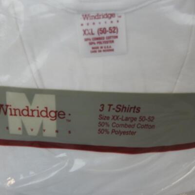 3 T-Shirts  XXL-Large 50-52, 50% Combed Cotton, 50% Polyester by Windridge - New