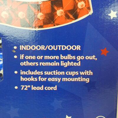 120 Light American Flag; Indoor/Outdoor lighted holographic window decoration