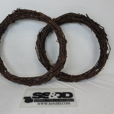 2 Decorative Wreaths 19"x 19" and 17"x 17"- New and Ready to Decorate.