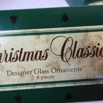 6 Boxes Christmas Classics Designer Glass 6 Ornaments in each box. Pink