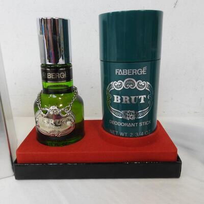 3 pc Faberge Brut Lotion, Stick Deodorant Set + Spray Deodorant, Unused - New