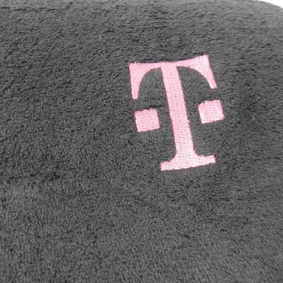 2 Black Soft Blankets, with pink T embroidered, approx 48" x 45"- New