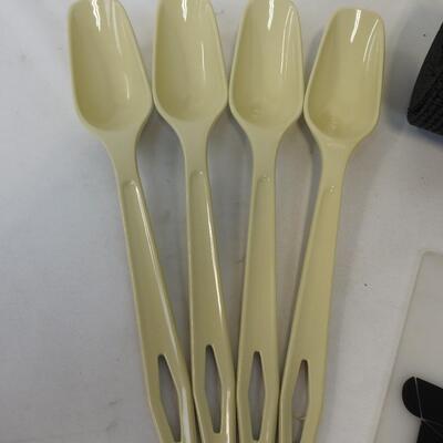 8 pc Kitchen: 2 Cutting Boards, Can Opener, Shelf Liner, Serving Spoons - New