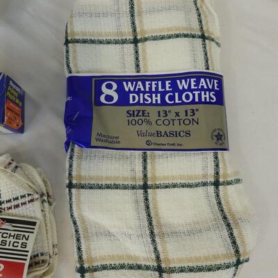 8+ Kitchen Lot: Washcloths, Spoons, Whisks, Plastic Wrap, Cloth Napkins - New