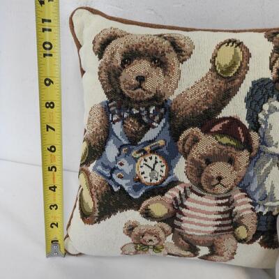2 Bear Theme Pillows, Stitched. Small one has ribbon for hanging up - New