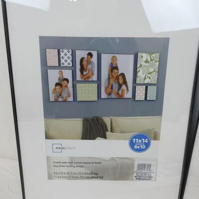 Mainstays 11x14 Frames, Black. White mat for 8x10, set of 2 - New