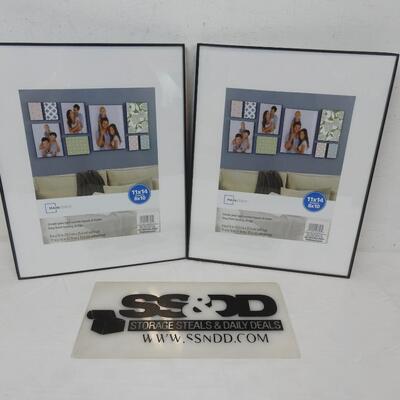 Mainstays 11x14 Frames, Black. White mat for 8x10, set of 2 - New