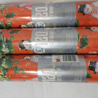 Three 120 Square ft. Gift Wrap Rolls - New