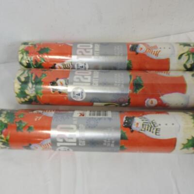 Three 120 Square ft. Gift Wrap Rolls - New