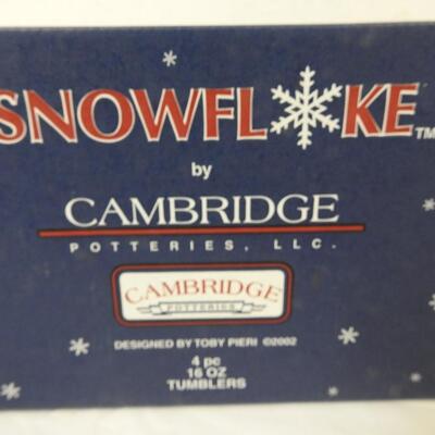 4 pc 16 oz Tumblers, Cambridge Potteries, Snowflake