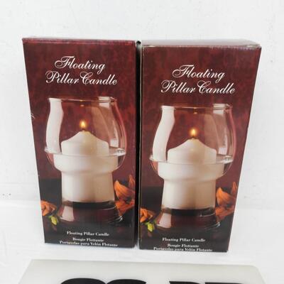 2 Floating Pillar Candles, Indiana Glass - New