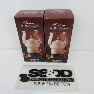 2 Floating Pillar Candles, Indiana Glass - New