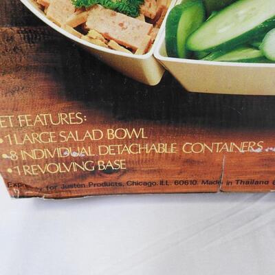 10 pc Revolving Salad Carousel, 3 pc Stainless Steel Carving Set - New