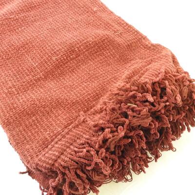 Burgundy Cotton Throw Blanket - New