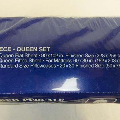 Softcale 180 Combined Percale 4 pc Queen Set, Violets - New