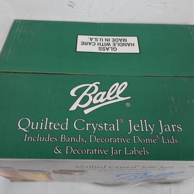 Ball Quilted Crystal Jelly Jars, Unopened, Box has some Damage - New
