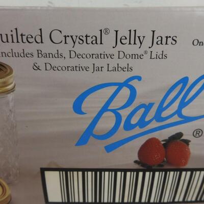 Ball Quilted Crystal Jelly Jars, Unopened, Box has some Damage - New